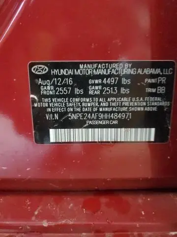 2017 HYUNDAI SONATA SE  