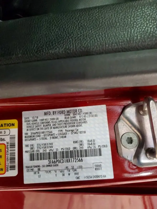 2019 FORD FUSION SEL  