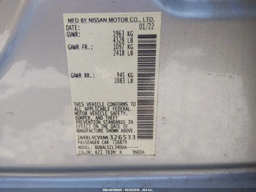 2022 NISSAN ALTIMA SR FWD