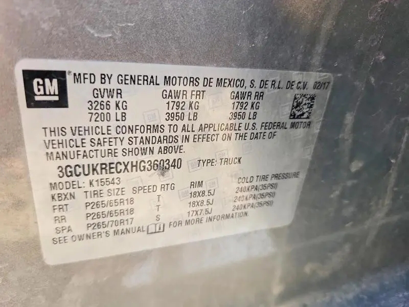 2017 CHEVROLET SILVERADO K1500 LT  