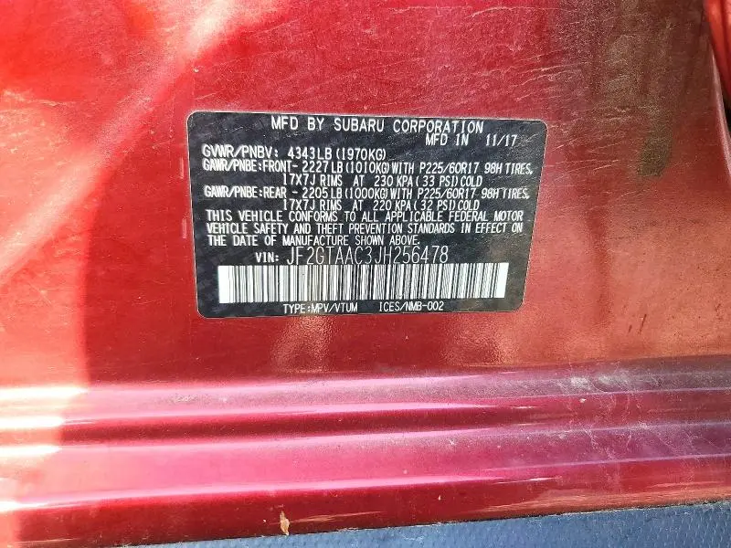2018 SUBARU CROSSTREK   