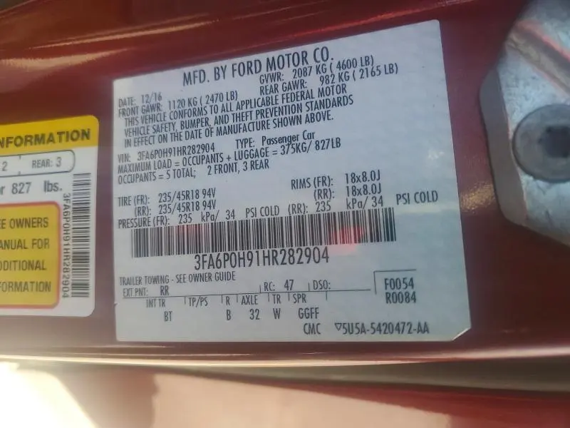 2017 FORD FUSION SE  