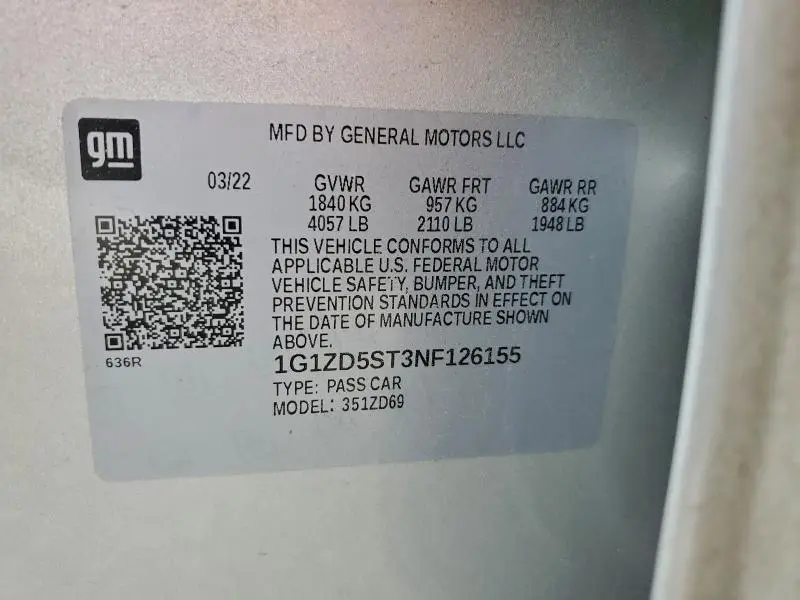 2022 CHEVROLET MALIBU LT  