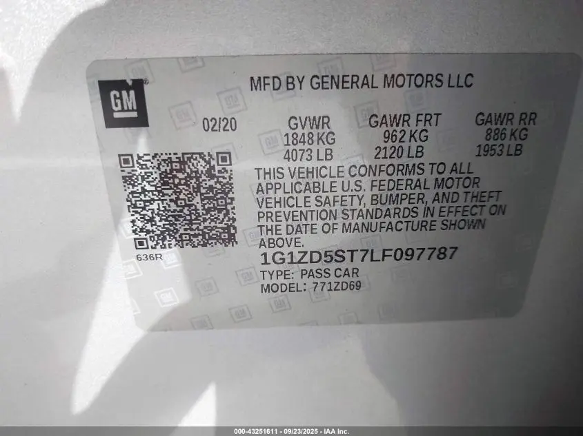 2020 CHEVROLET MALIBU FWD LT