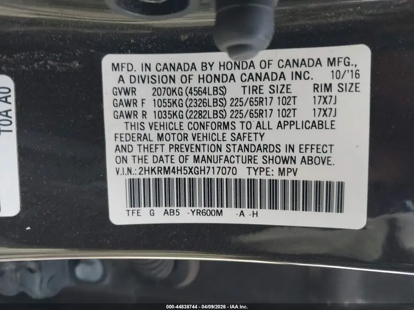 2016 HONDA CR-V EX
