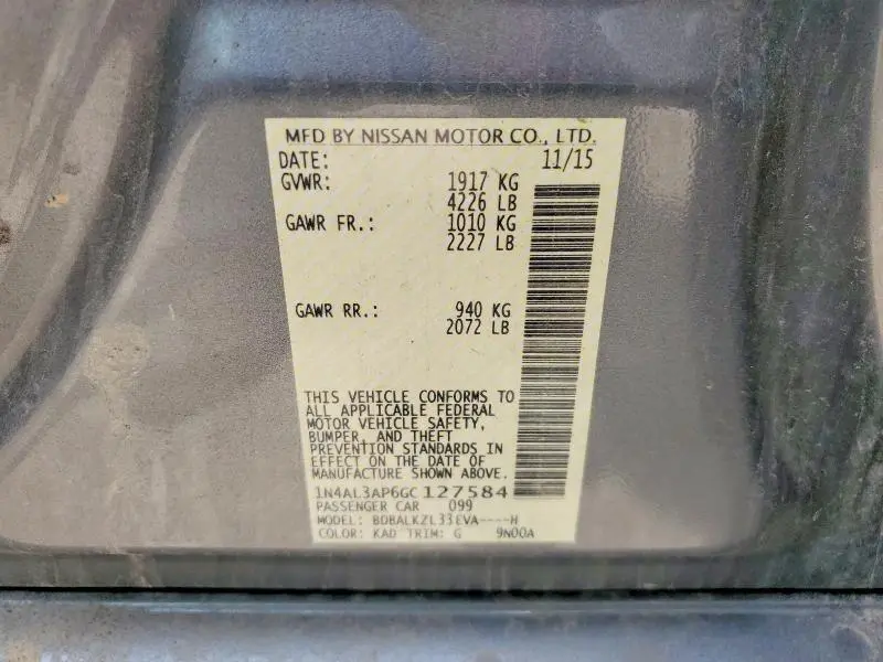 2016 NISSAN ALTIMA 2.5 SV  