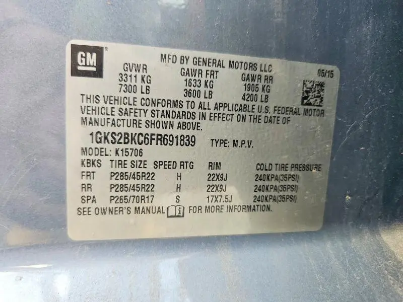 2015 GMC YUKON SLT  