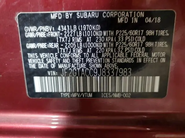 2018 SUBARU CROSSTREK PREMIUM  