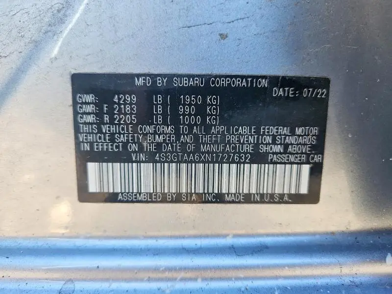 2022 SUBARU IMPREZA   