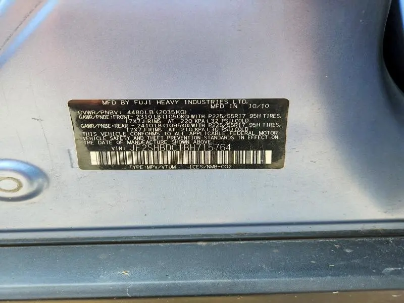 2011 SUBARU FORESTER 2.5X PREMIUM  