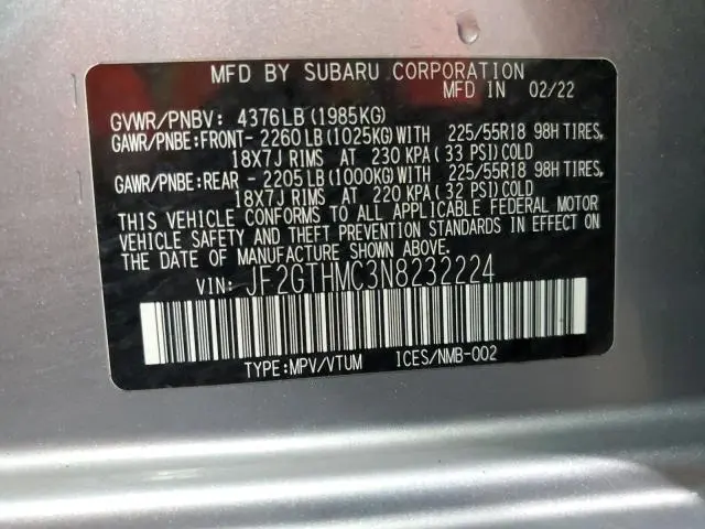 2022 SUBARU CROSSTREK LIMITED  