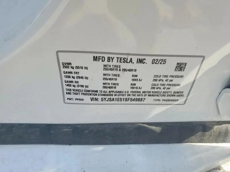 2025 TESLA MODEL S   