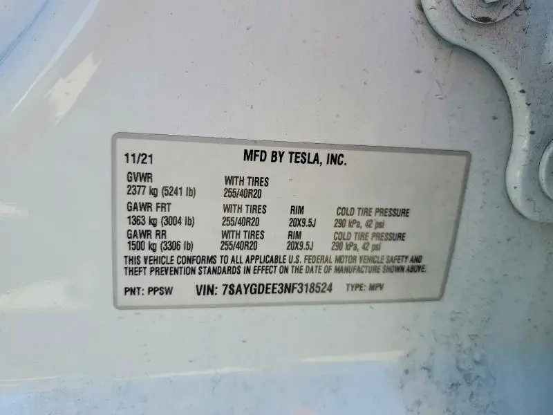 2022 TESLA MODEL Y   