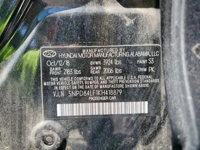 2019 HYUNDAI ELANTRA SEL  