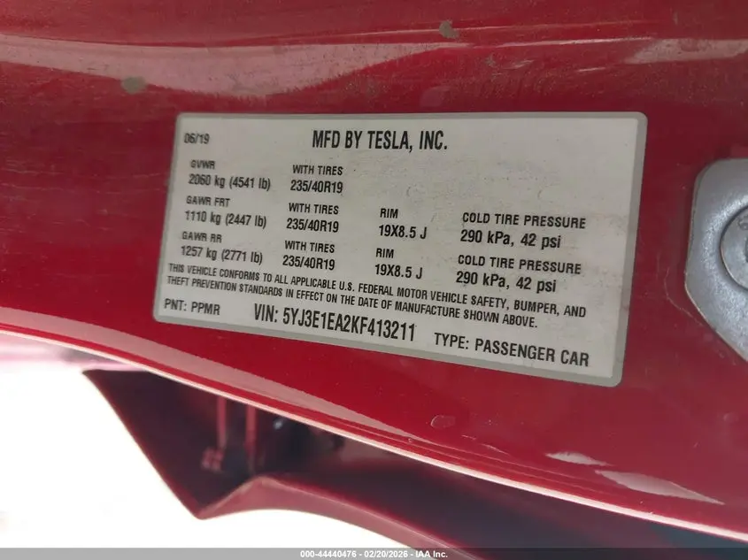2019 TESLA MODEL 3  
