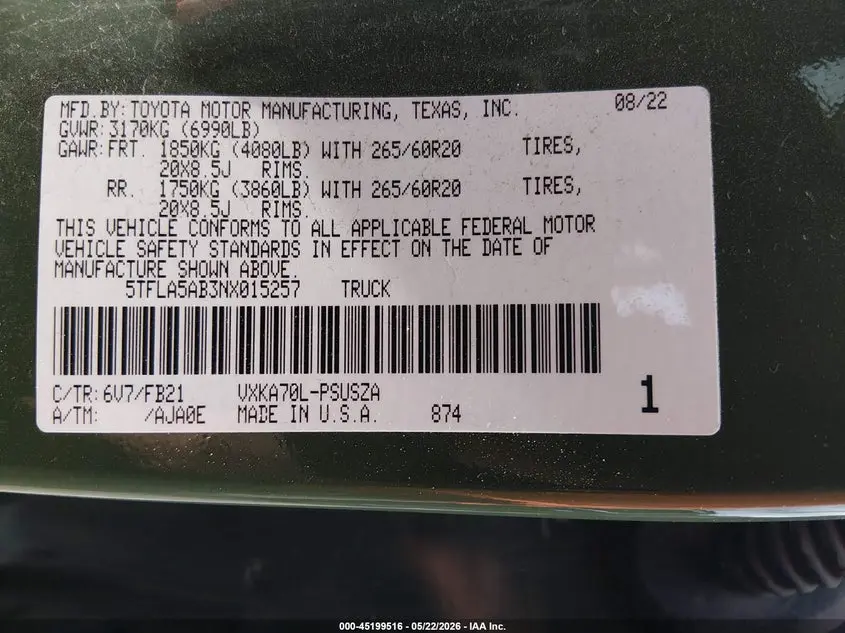 2022 TOYOTA TUNDRA SR5