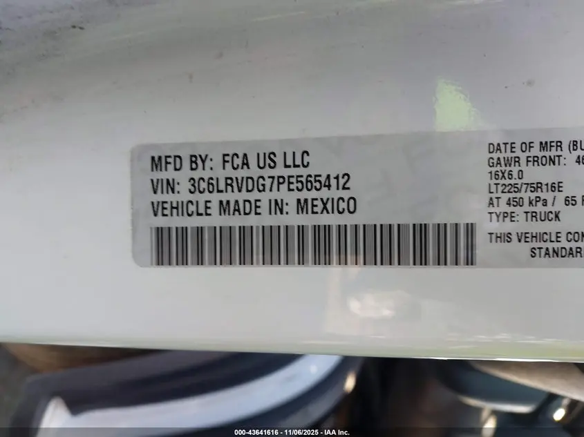 2023 RAM PROMASTER 2500 HIGH ROOF 159 WB