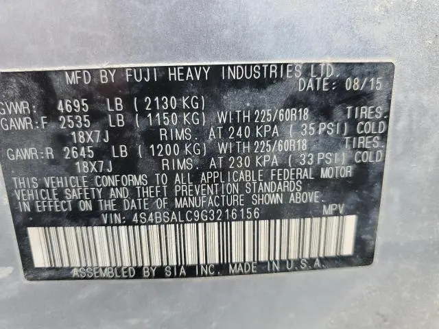 2016 SUBARU OUTBACK 2.5I LIMITED  