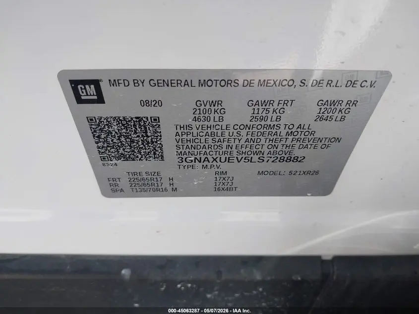 2020 CHEVROLET EQUINOX AWD LT 1.5L TURBO