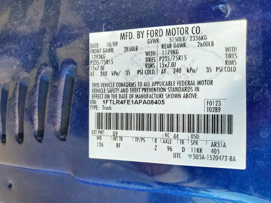 2010 FORD RANGER SUPER CAB  