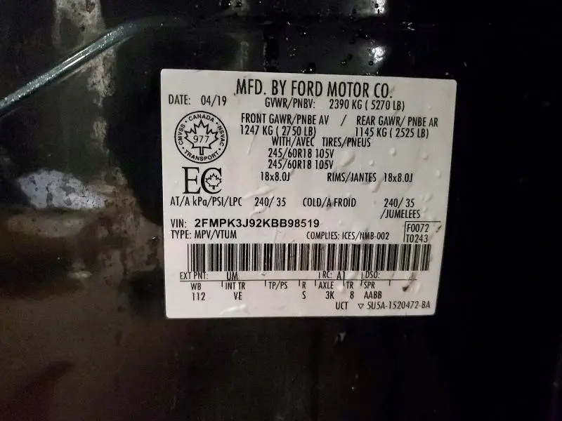 2019 FORD EDGE SEL  