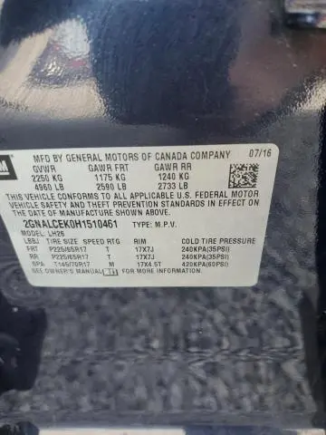 2017 CHEVROLET EQUINOX LT