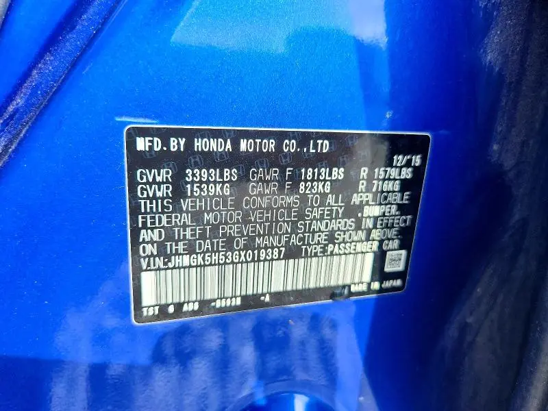 2016 HONDA FIT LX  