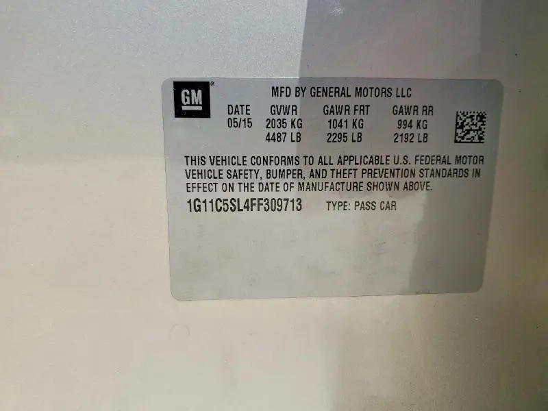 2015 CHEVROLET MALIBU 1LT  
