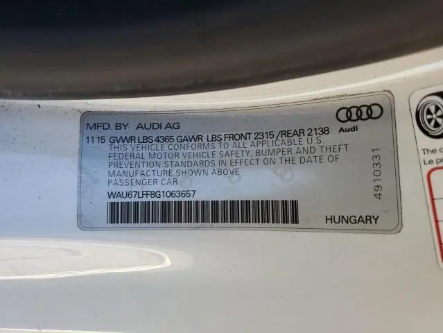 2016 AUDI A3 PREMIUM  