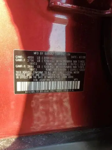 2020 SUBARU OUTBACK LIMITED  