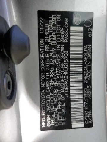 2022 TOYOTA COROLLA LE  