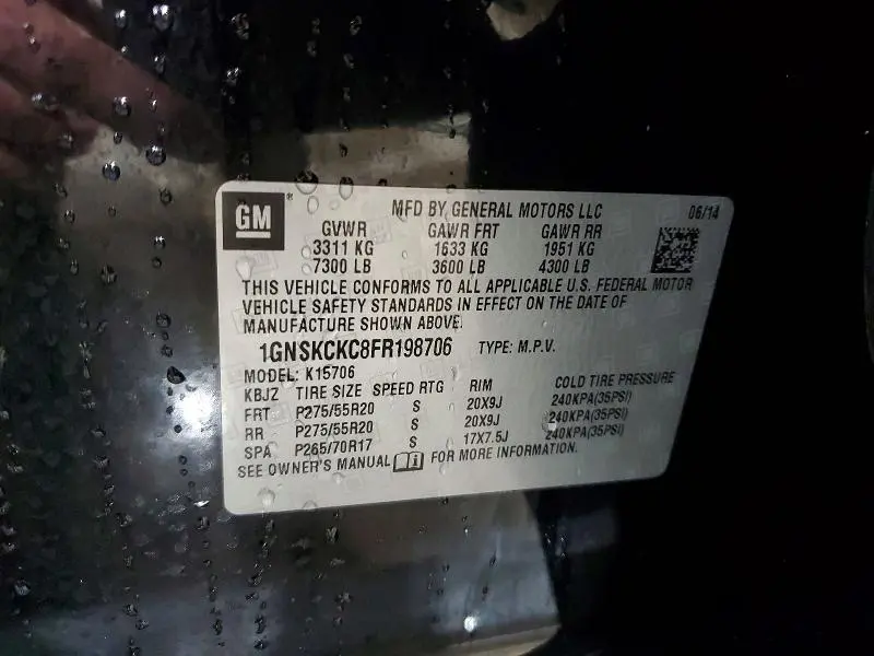 2015 CHEVROLET TAHOE K1500 LTZ  