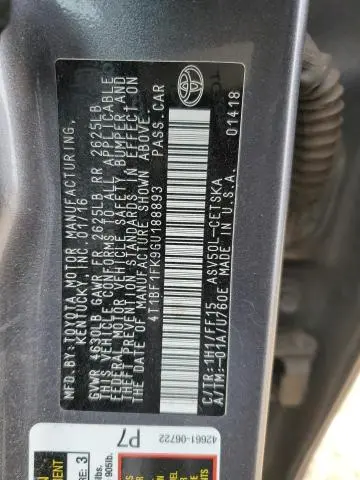 2016 TOYOTA CAMRY LE  