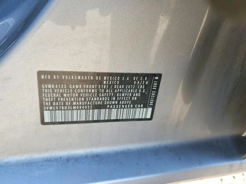 2020 VOLKSWAGEN JETTA S  