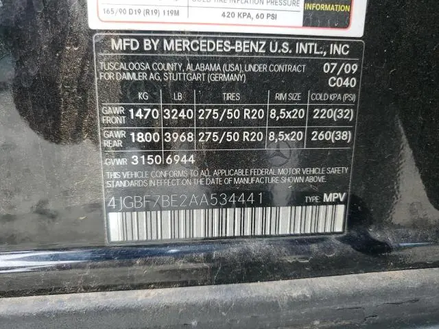 2010 MERCEDES-BENZ GL 450 4MATIC  