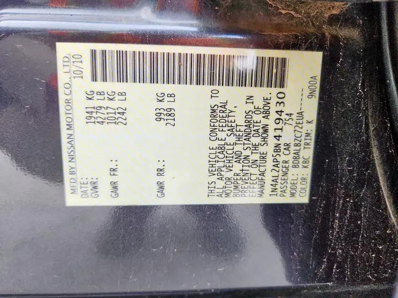 2011 NISSAN ALTIMA BASE  