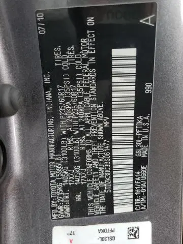 2011 TOYOTA SIENNA   