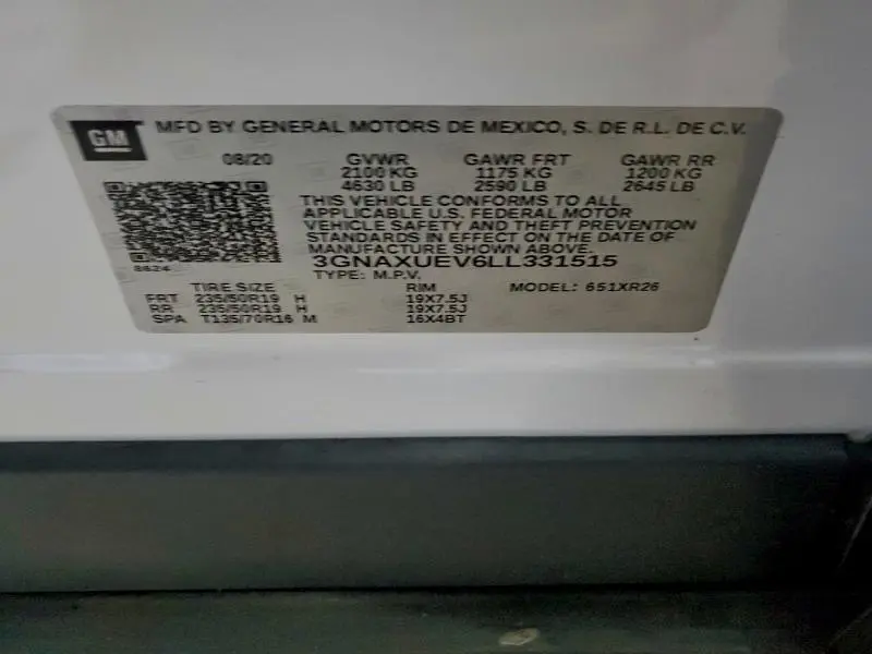 2020 CHEVROLET EQUINOX LT  