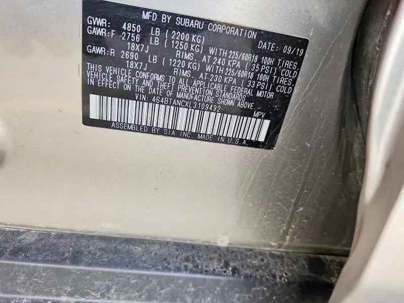 2020 SUBARU OUTBACK LIMITED  