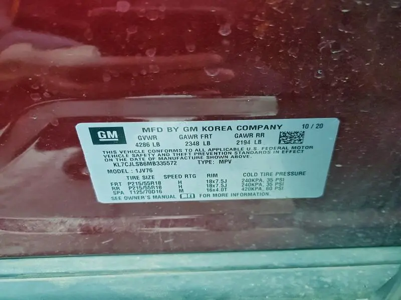 2021 CHEVROLET TRAX 1LT  