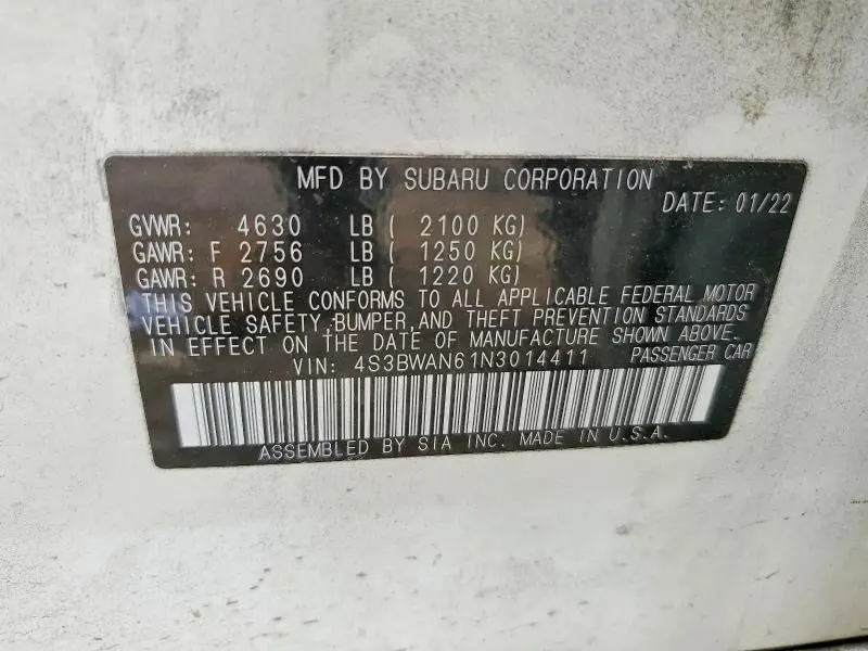 2022 SUBARU LEGACY LIMITED  