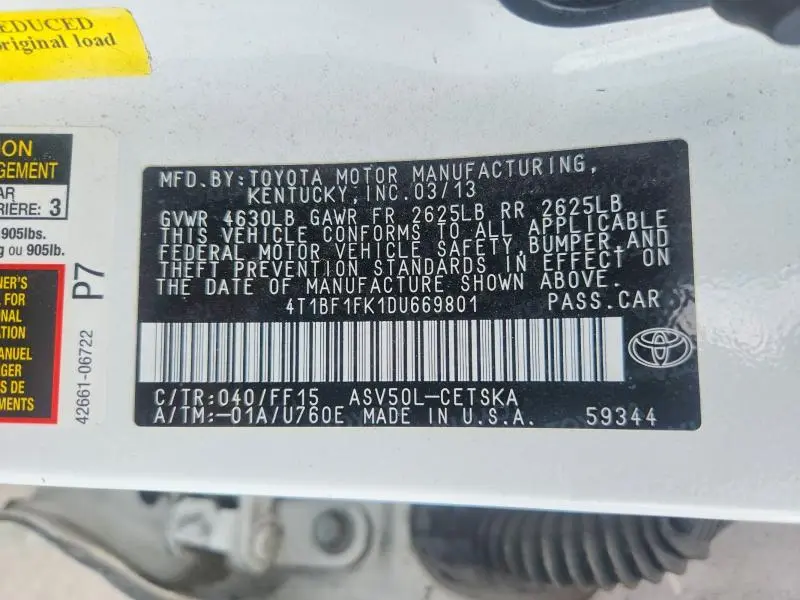 2013 TOYOTA CAMRY SE  
