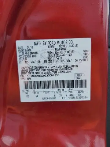 2012 FORD ESCAPE LIMITED  