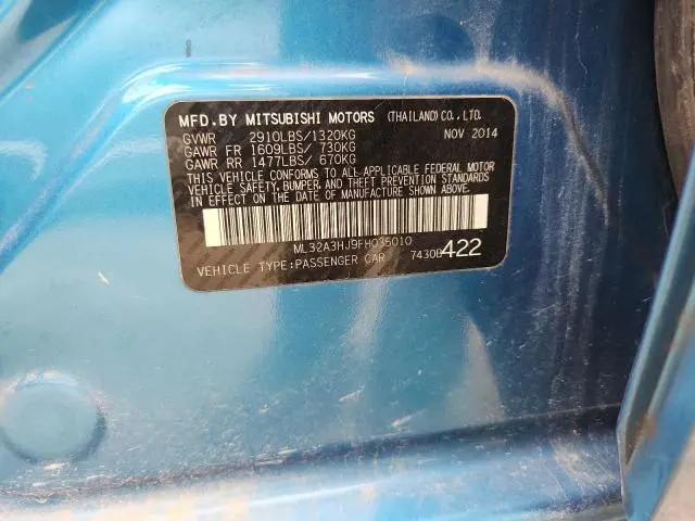 2015 MITSUBISHI MIRAGE DE  