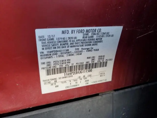 2018 FORD TAURUS SEL  