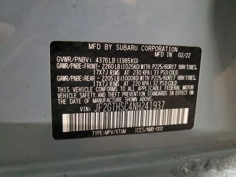 2022 SUBARU CROSSTREK SPORT  