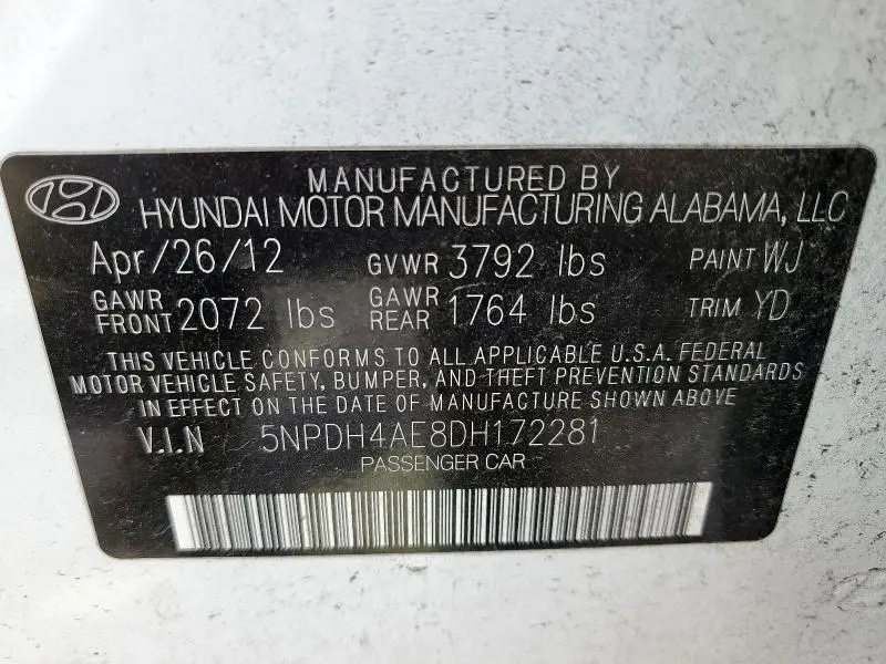 2013 HYUNDAI ELANTRA GLS