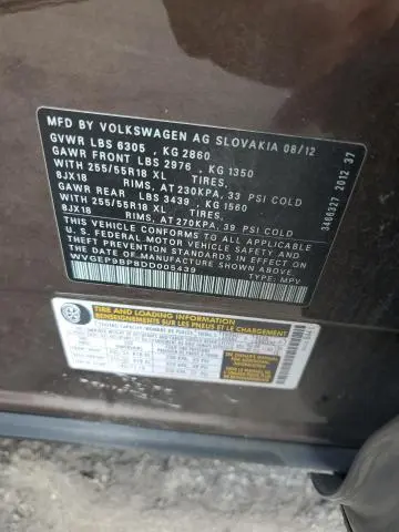 2013 VOLKSWAGEN TOUAREG V6 TDI  