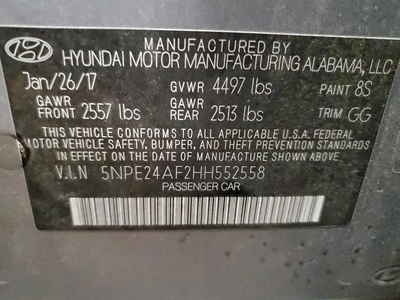 2017 HYUNDAI SONATA SE  