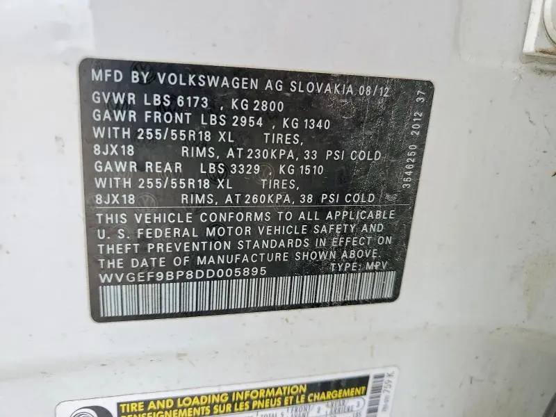 2013 VOLKSWAGEN TOUAREG   